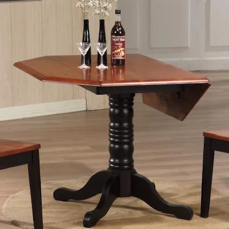 Octagon Pedestal Table with Dual Drop Leaf